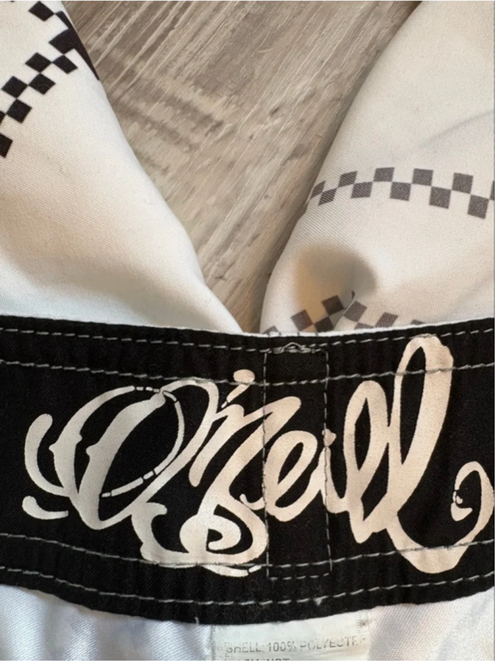 Vintage O'Neill Y2K Board Shorts White Plaid Grid Floral Graphic Size 36